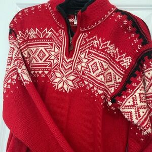Dale of Norway Men's Red Quarter Zip Nordic Sweater